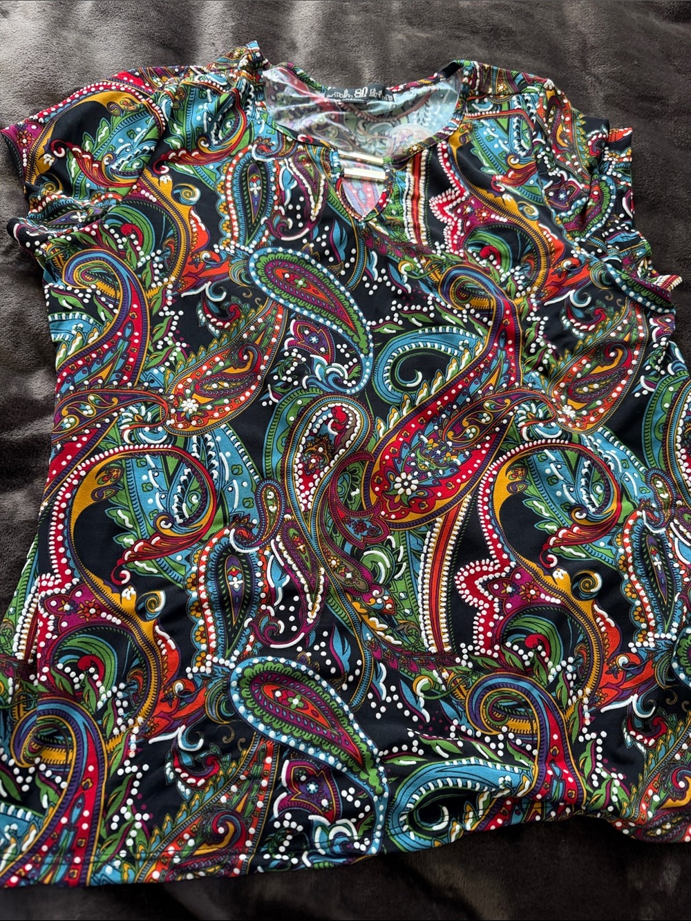 Women’s Paisley Print Short Sleeve Top - Multicolor